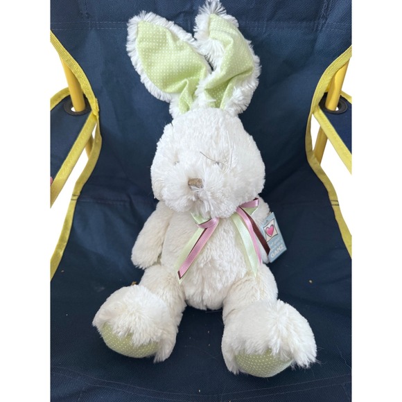 GANZ Other - Ganz Sammy Bunny White Plush Stuffed Animal Green Polka Dot Ears